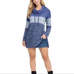 Market & Spruce Sweater Dress Women's XL Blue Cameron Cowl Winter Nordic New NWT